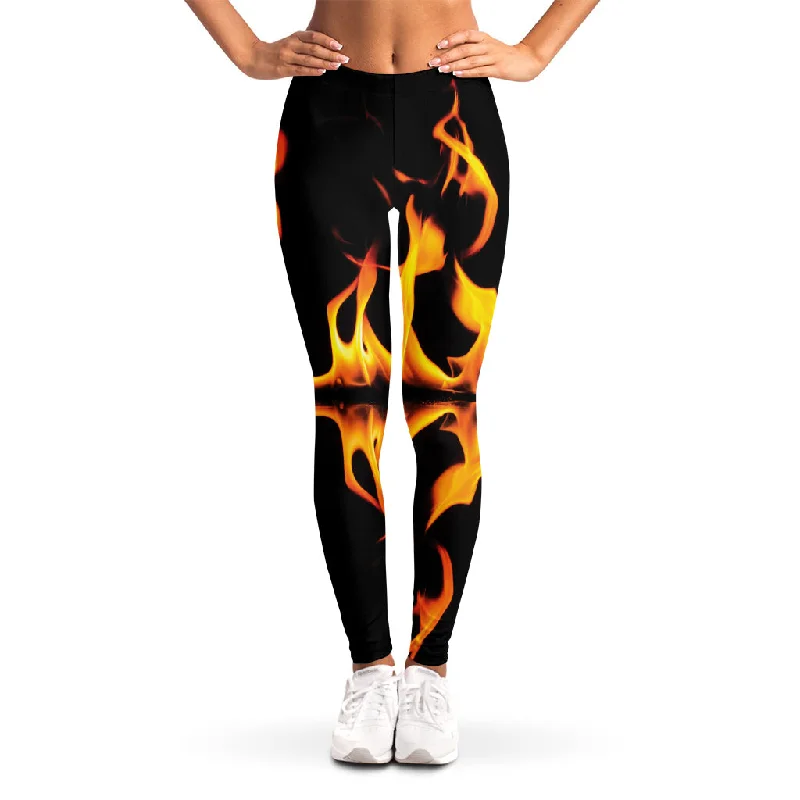 Fire Flame Burning Print Women's Leggings Stylish Everyday Leggings
