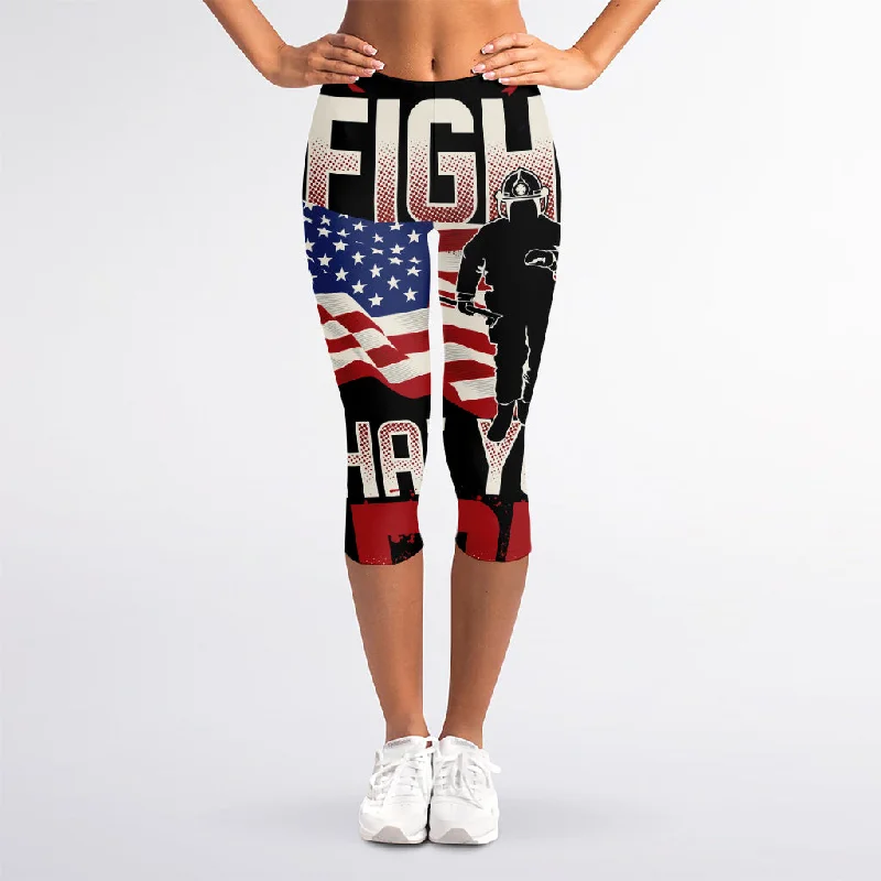 Firefighter I Fight What You Fear Print Women's Capri Leggings Cozy Lounge Pants Leggings