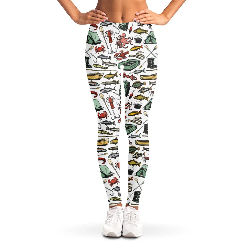 Fishing Equipment Pattern Print Women's Leggings Stylish Sweat-Proof Leggings