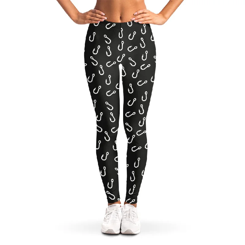 Fishing Hooks Pattern Print Women's Leggings Trendy Fitness Leggings