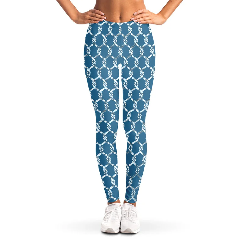 Fishing Rope Knots Pattern Print Women's Leggings Cozy Workout Performance Leggings