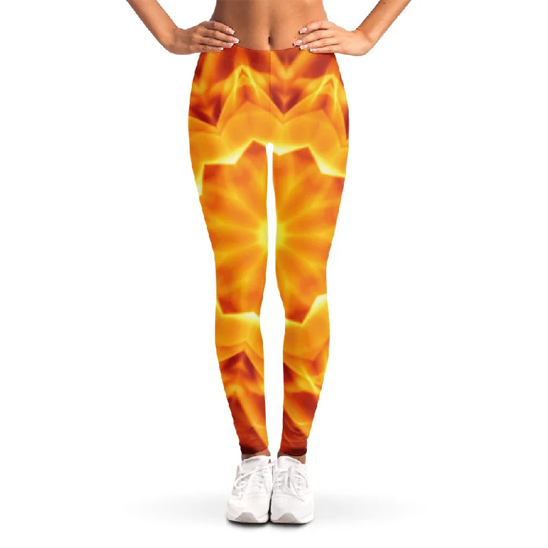 Flame Kaleidoscope Print Women's Leggings Fashionable Solid Color Tights