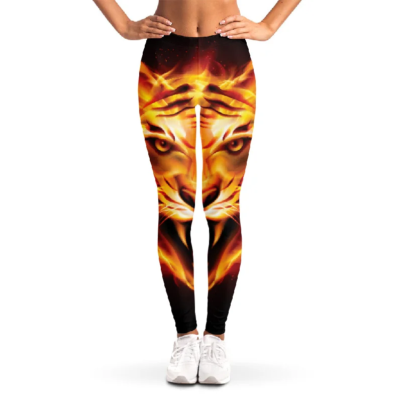 Flame Tiger Print Women's Leggings Stylish Winter-Ready Leggings