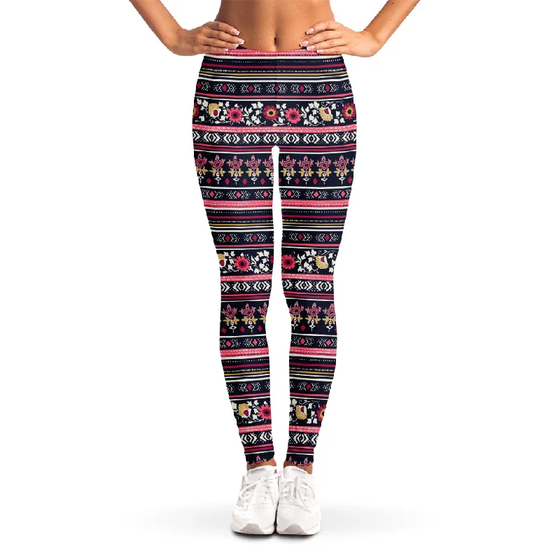 Floral Ethnic Pattern Print Women's Leggings Fashionable Tummy Control Leggings
