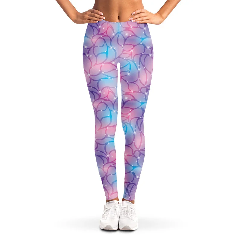 Floral Sparkle Print Women's Leggings Elegant Velvet Leggings
