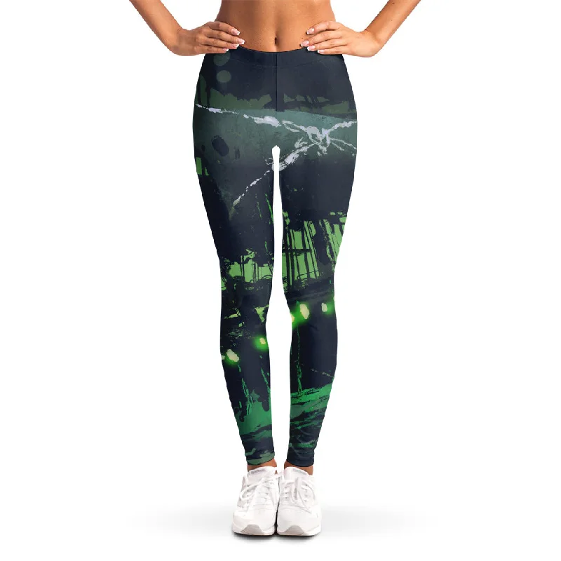 Flying Dutchman Ghost Pirate Ship Print Women's Leggings Chic Workout Leggings
