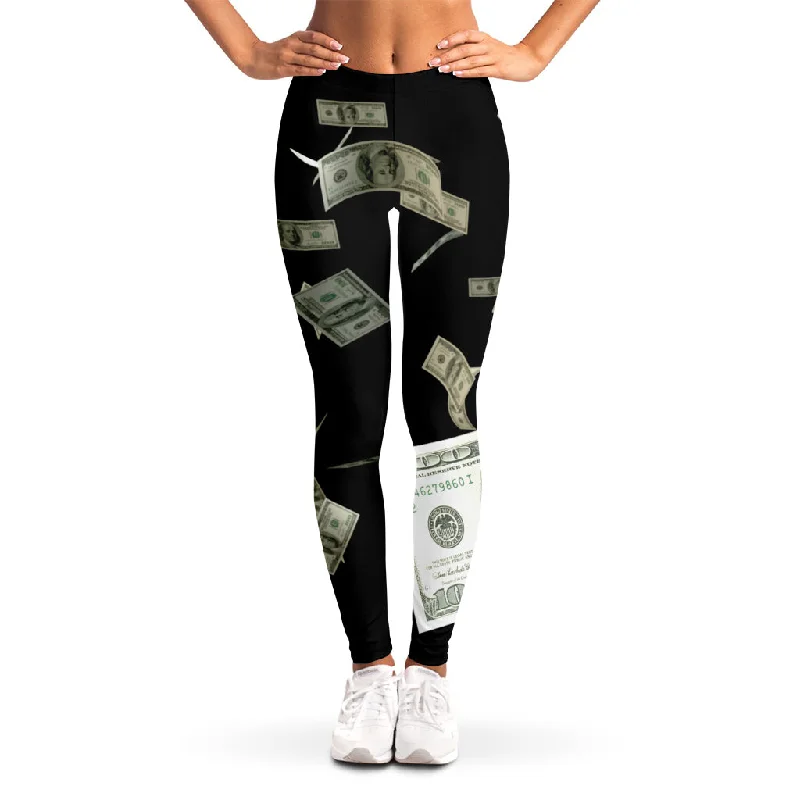 Flying US Dollar Print Women's Leggings Casual Sporty Leggings