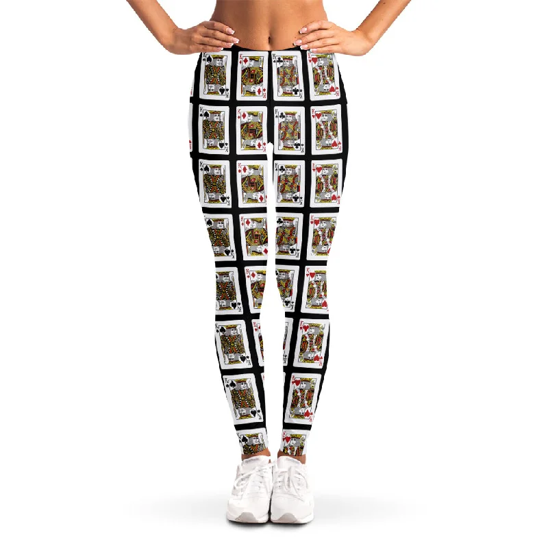 Four Kings Playing Cards Pattern Print Women's Leggings Cozy Yoga Compression Leggings
