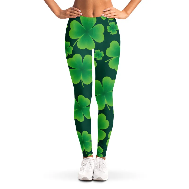 Four-Leaf Clover St. Patrick's Day Print Women's Leggings Trendy Minimalist Leggings
