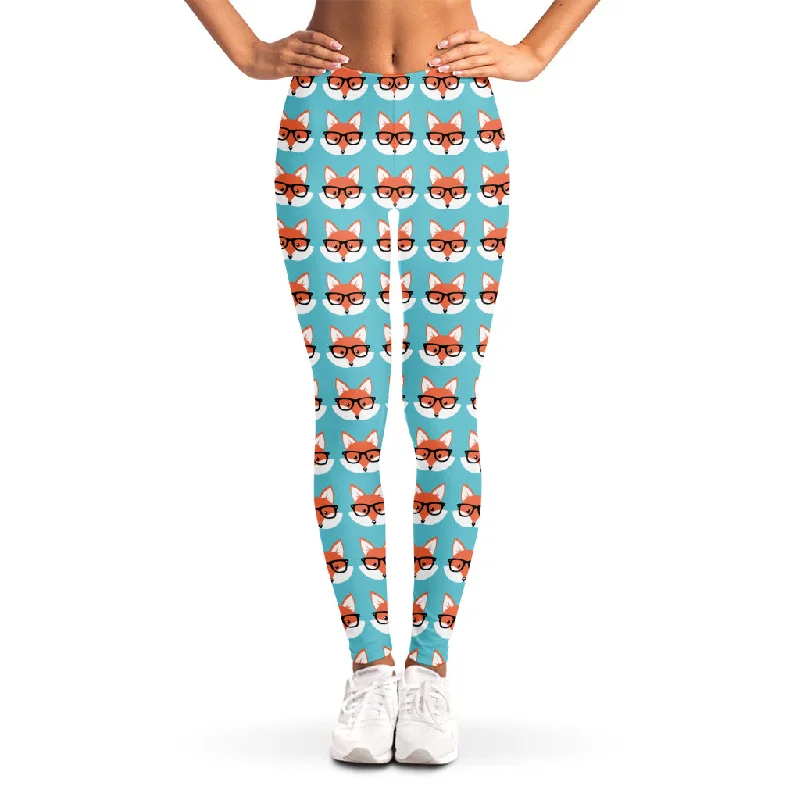 Fox With Glasses Pattern Print Women's Leggings Cozy Fashion Leggings