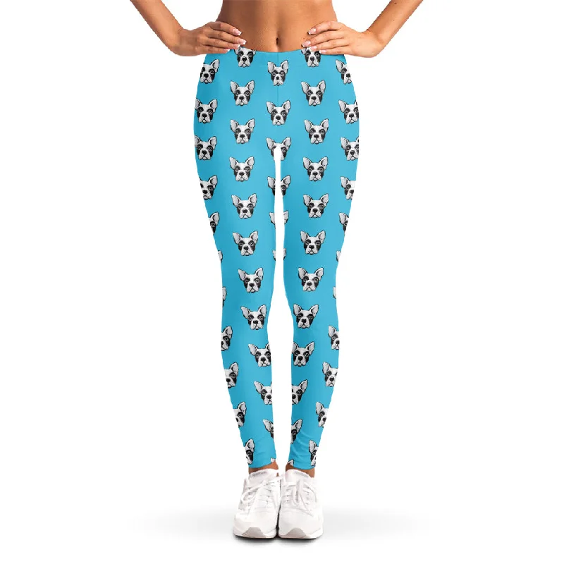 French Bulldog Faces Pattern Print Women's Leggings Comfortable Tummy Shaping Leggings