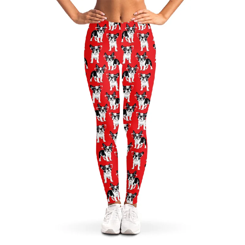 French Bulldog With Glasses Print Women's Leggings Fashionable Plus-Size Activewear