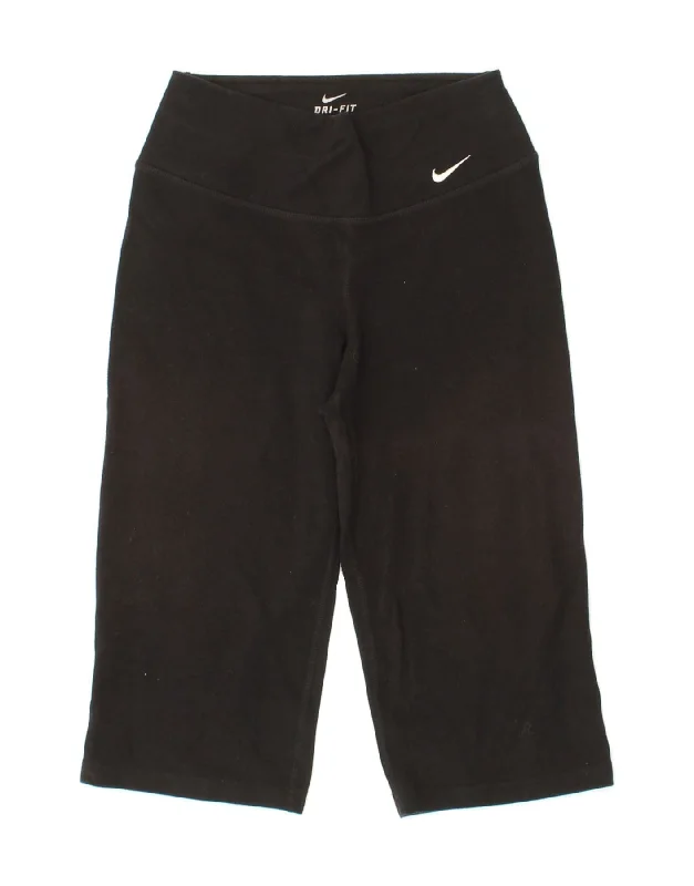 NIKE Womens Dri Fit Capri Leggings UK 6 XS Black Cotton Comfortable Yoga Tights Leggings