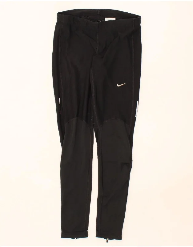 NIKE Womens Dri Fit Leggings UK 14 Medium Black Polyester Comfortable Slip-On Leggings