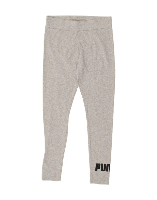 PUMA Womens Graphic Leggings UK 16 Large Grey Stylish Winter-Ready Leggings